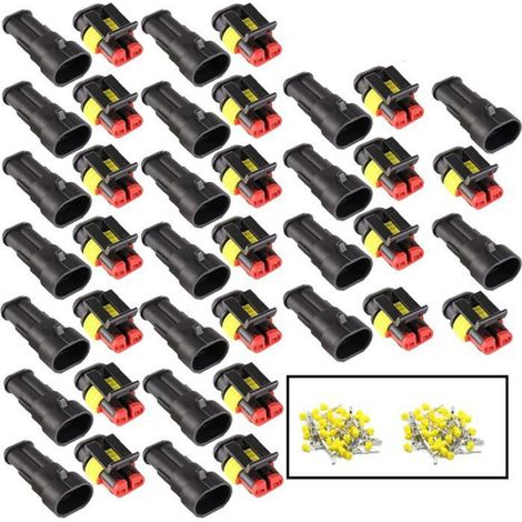 20 Kit Imperméable à l'eau Connecteur,Voiture Étanche Connecteur Électrique, Fiche etanche,étanche à la poussière,(2 Pin 20 Pack) (1/5)