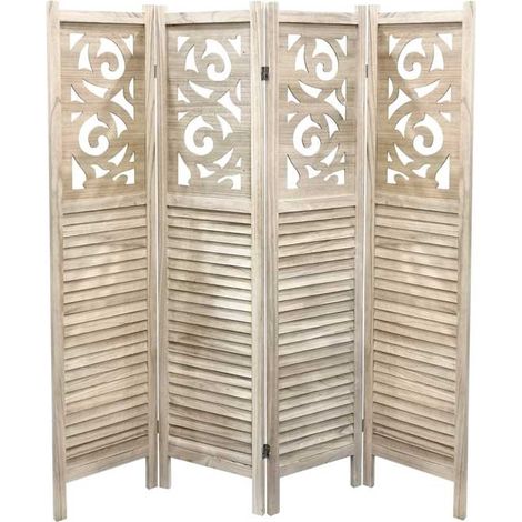 SEPARE CON 4 PANNELLI DA 40 CM IN LEGNO 160X170 CM COLORE NATURALE
