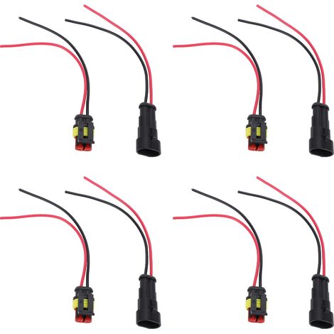 Adaptateur de prise mâle et femelle, 4 jeux de 2 broches, connecteur électrique, faisceau de câbles pour automobiles, motos, camping-car (1/5)