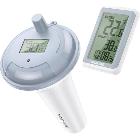 Thermomètre de piscine sans fil rechargeable - WiFi - Avec moniteur de température intérieure et d'humidité - Étanche IP67 - Pour piscines et baignoires (1/5)