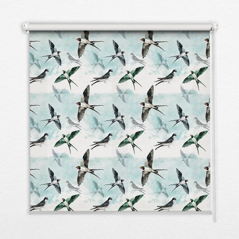 Innenrollo Fensterrollo - Rollo ohne Bohren - Sichtschutzrollo - Lichtdurchlässiges Rollo - Rechteckiges - Rollo - (100 cm x 180 cm) - Schwalben