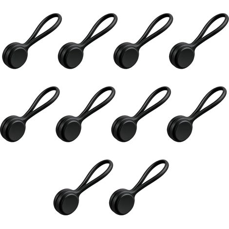 10 Pcs Attache Cable Bureau Clips Cable Range Cable Magnetique Organisateur De Cables En Silicone Serre-Cables Magnetique Gestion Des Cables Support De Cable Rangement Fils Electriques Noir (1/5)