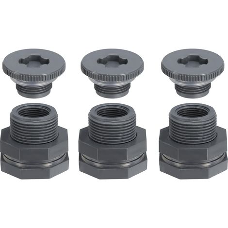 Lot De 3 Raccord De Cloison en PVC avec Bouchon NPT 3/4" Gris (1/5)