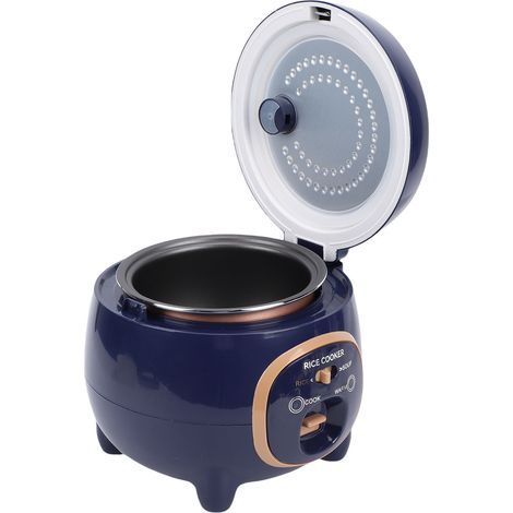 Mini rice cooker with steaming rack, 350W, 1.8L, non-stick, multifunctional electric small appliance for soup, grains, home cooking, deep blue (1/5)