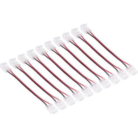 Lot de 10 connecteurs pour ruban LED COB, 2 broches, en polycarbonate, largeur 10 mm, double tête, rallonge pour ruban LED.