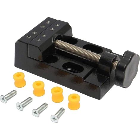 Étau d'établi en aluminium avec 4 vis de fixation, 10,4 x 5,6 x 3,5 cm, noir et doré, serrage de précision (1/5)