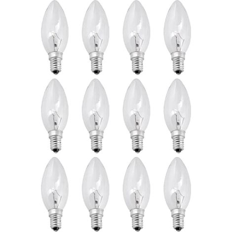 12 ampoules classiques blanches transparentes E14 de 40 W pour chaise (1/5)