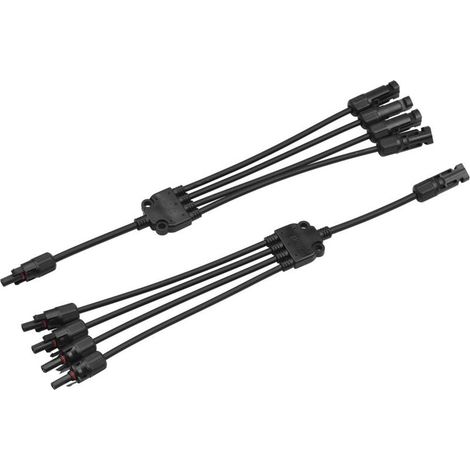 Connecteurs solaires en Y, adaptateur de câble parallèle, connecteur de câble solaire à 4 voies, autobloquant, étanche IP67, connecteur d'extension mâle/femelle pour panneau PV, calibre 12 AWG (1/5)