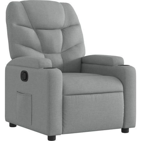 Sillón relax TV cómodo tapizado con función de inclinación manual en tela gris claro DEC027887 (1/5)