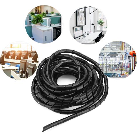 Lot de 2 gaines de protection spiralées en PP noir de 12 mm (1/5)