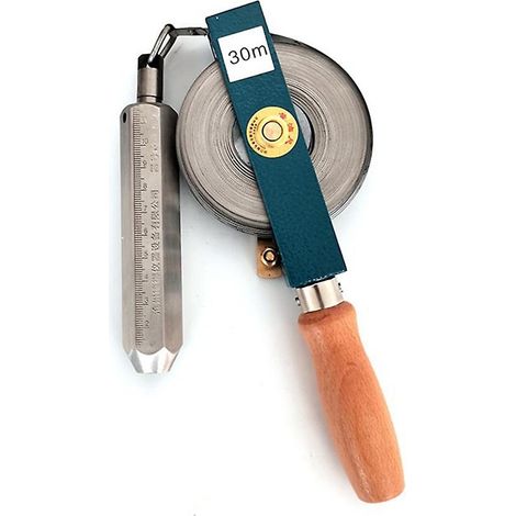 Ruban de mesure manuel pour réservoir d'huile, ruban de mesure antidéflagrant pour réservoir d'huile en acier au carbone avec fils à plomb en laiton,30 mètres (1/5)