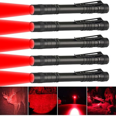 Lampe Torche Rouge LED, Lot de 5 Mini Lampe Torche Lumière Rouge (1/5)