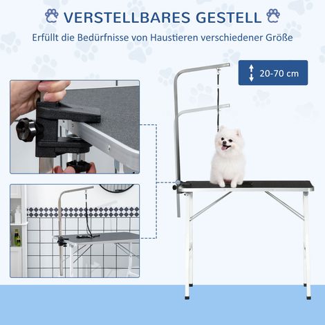 Haustierpflegetisch Haustier Trimmtisch Hunde Schertisch mit Schlingen Hundepflegetisch für Haushaltsbaden Haartrocken und Haarschneiden höhenverstellbar Schwarz (1/5)