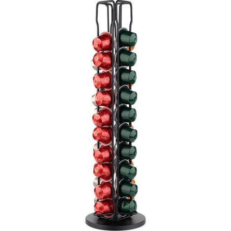 Porte-capsules Nespresso - Porte-tasses - Pour 40 tasses - Noir - Rotation à 360° (1/5)