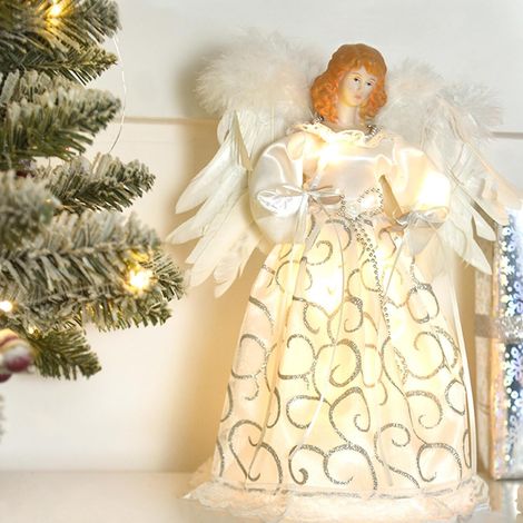 Christmas tree top star luminous angel tree top light golden angel Christmas decoration pendant