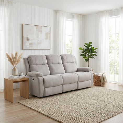 Canapé de relaxation électrique 3 places contemporain en tissu beige Corsina