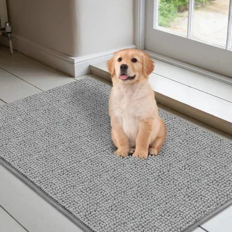 Tapis pour animaux Irovami doux, absorbant et antidérapant, gris, 50 x 30 cm