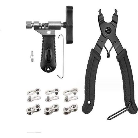Fahrradketten-Abziehset: 1 Zange, 1 Kettenschneider, 3 Paar Mountainbike-Ketten mit Klettverschluss. (1/5)