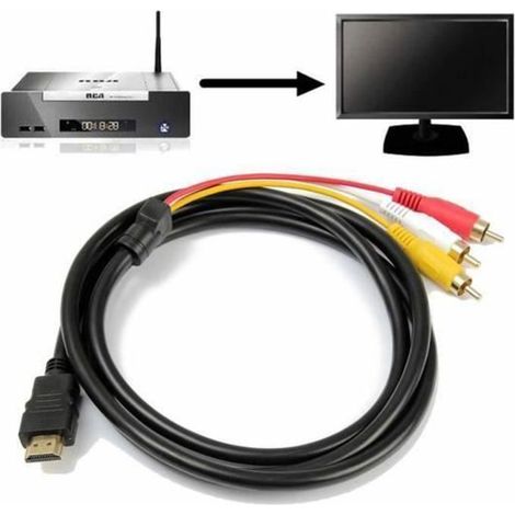 Câble HDMI vers RCA - STRAßE TECH - 1.5M - Noir - Audio et Vidéo - Connecteurs plaqués or
