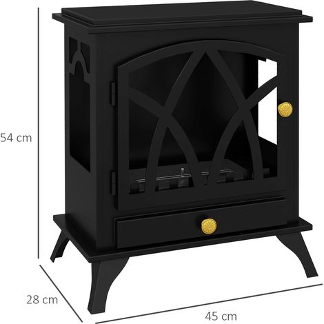 Réchaud à bioéthanol sur pied (brûleur de 1,2 L, couvercle de 25 m² inclus), 45 x 28 x 54 cm, noir (1/5)