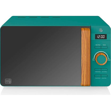 SWAN SM22036GRENEUN Nordic Microondas Digital, 20L, 6 Niveles, Temporizador, Tirador Efecto Madera, Diseño 800W Verde