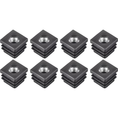 map 8Pcs Inserts pour Carré Tubes avec M8 Fil for 0.79"x0.79" OD Carré Tube, Carré Noir Plastique Bouchon Roulette Insert Chaise Embouts Meuble Pieds Bouchon (1/5)