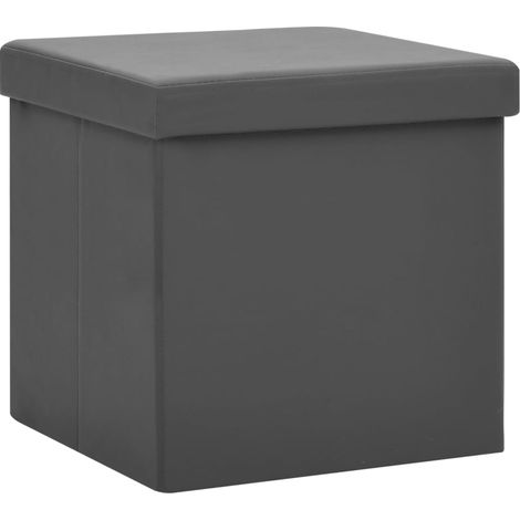 Sgabello con pouf contenitore pieghevole in PVC grigio DEC026348