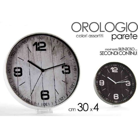 Trade Shop - Runde Wanduhr, leises Uhrwerk, 30 x 4 cm, Kunststoff, verschiedene Farben, 738869 - (1/3)