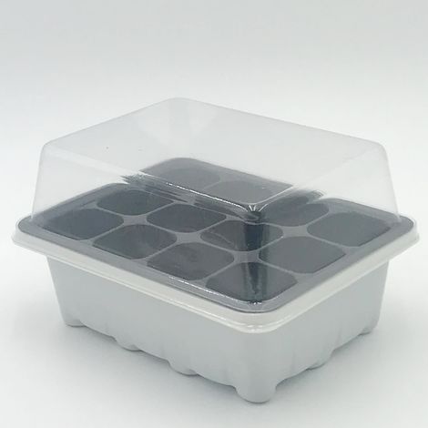 Set Propagateur Jardin - Bac à Semis 12 Alvéoles Avec Couvercle et Base - Pour Semis Intérieurs et Extérieurs - 3 Pièces (1/5)
