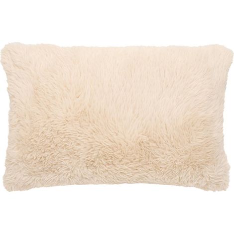 Coussin Imitation Fourrure "Duvia" 38x58cm Beige Lin (1/5)