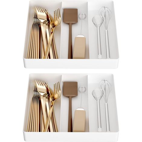 Lot de 2 porte-couverts pour tiroirs de cuisine, en plastique, pour cuillères, fourchettes, couteaux (1/5)