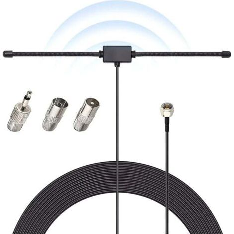 DAB-FM-Radioantenne, Dipol-FM-Antenne mit 3-Meter-Verlängerungskabel, für Musiksystem, Heimstereoempfänger, AV-Audio-Vedio-Heimkinoempfänger