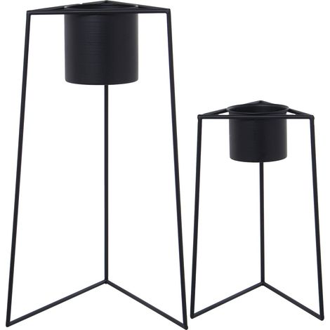 Cache-pot élégance métal noir pour déco intérieure - Noir mat profond