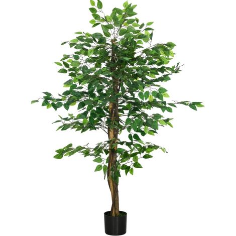 Ficus artificiel réaliste 150 cm avec pot en ciment gris (1/5)