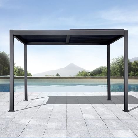 Pergola da giardino 4x4 mt Texas in alluminio-Antracite (1/4)