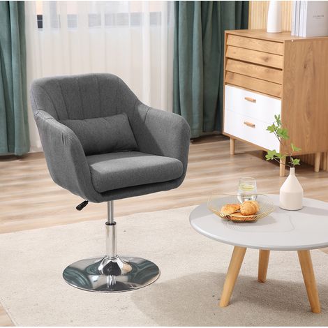 Chaise de bureau réglable pivotante 360°, en tissu gris foncé, hauteur 45 à 57 cm, compacte pour petit espace, assise rembourrée, base métal galvanisé - CHICFURN (1/5)