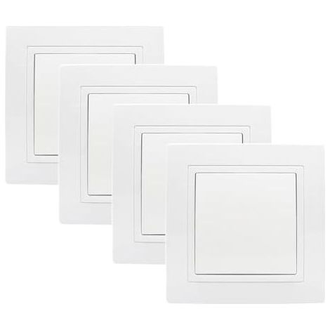 Lot de 4 interrupteurs marche/arrêt encastrés, blancs, à bouton-poussoir, tout-en-un, 250 V 10 A, bornier encastré, standard universel (1/5)