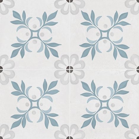 Carrelage effet Carreau ciment Roselis Bleu 22,3x22,3x0,9 cm Ventoril - Sol et mur intérieur (vendu par carton de 0,65 m²) - RO'MA CARRELAGE
