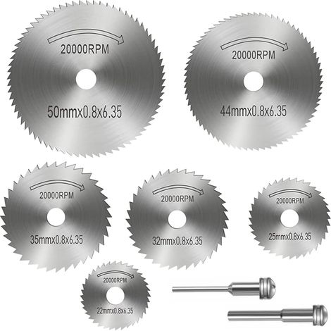 Lot de 8 Lames de scie en acier rapide,lames de scie circulaire,disque meuleuse bois,disque bois,roues de coupe,Mini Lame de Scie Circulaire,lames de scie outil rotatif,pour bois,plastique,métal (1/3)