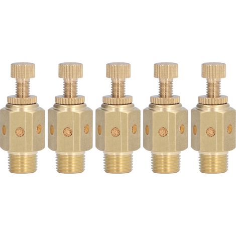 5Pcs Silencieux Pneumatique en Laiton, Réducteur de Bruit d'Échappement, Raccord de Silencieux pour Air Comprimé, Kit de 5 Pièces PSC-01 (1/5)