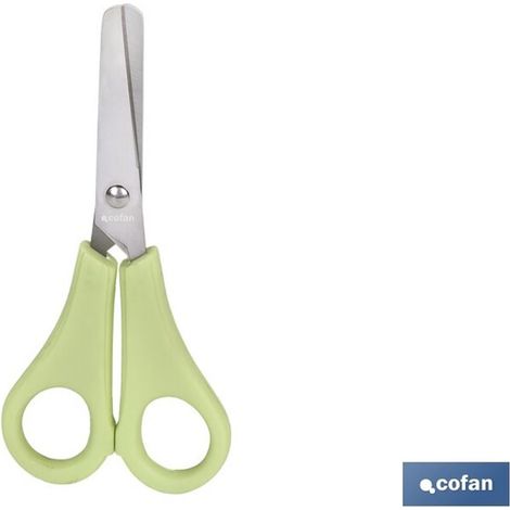 Ciseaux d'école en acier inoxydable de 13,3 cm avec pointes arrondies et manche bi-matière vert