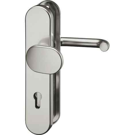 Poignée de porte sur plaque longue PZ 88 en forme de U et poignée de porte en acier inoxydable mat Argenté