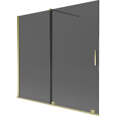 Mexen Velar mampara de ducha de 2 hojas correderas 170 x 150 cm, grafito, dorado - 896-170-000-41-50 (1/2)