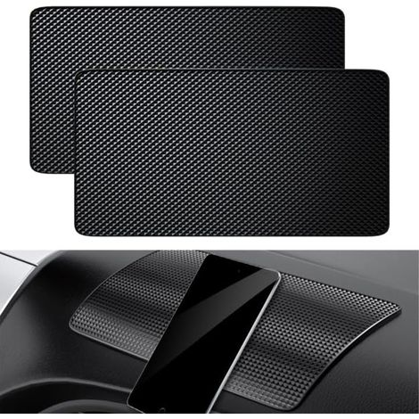 Lot de 2 tapis antidérapants noirs pour tableau de bord de voiture, universels, antidérapants et antichoc, adaptés aux téléphones portables, clés et lunettes de soleil.