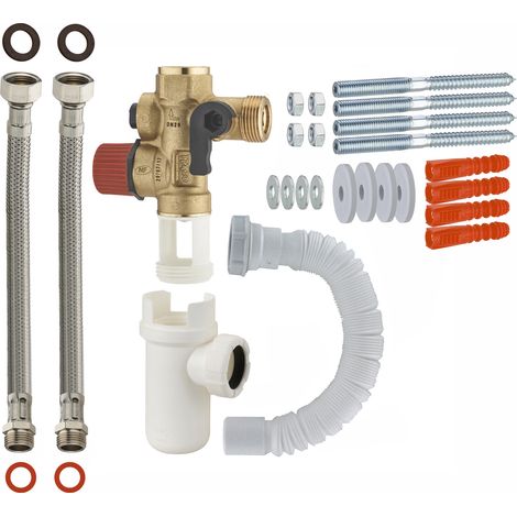 Kit Calentador de Agua QUICK PLOMBERIE - grupo de seguridad + sifón + flexibles + manguera de desague + racores y juntas