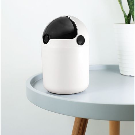 Mini poubelle de bureau, petite poubelle de bureau, jolie poubelle de bureau avec couvercle(noir) (1/5)
