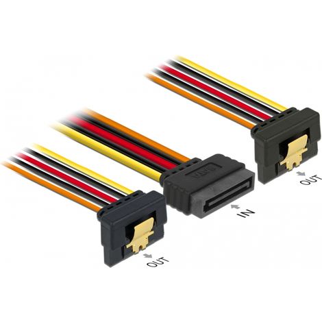 Delock Cable SATA macho de alimentaciÃ³n de 15 patillas con funciÃ³n de bloqueo  2 x SATA 15 pines de alimentaciÃ³n hembra 30 cm
