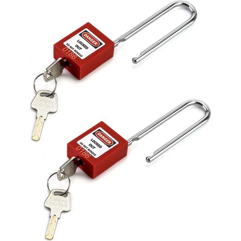 Sicherheitsvorhängeschloss mit 76mm Bügel, 2 Stück, rot