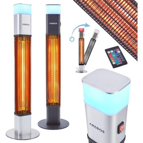 AREBOS 1500 W Chauffage incl.Lumière LED Radiateur de terrasse Télécommande (1/5)