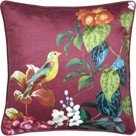 Coj铆n EMMY de 40x40 cm con plantas color burdeos
